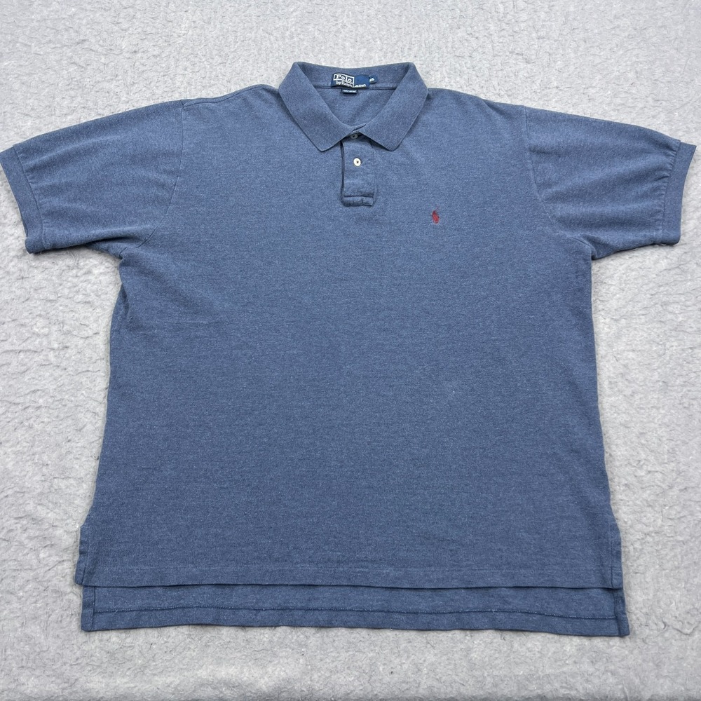 VTG Polo Ralph‎ Lauren Shirt Men's XXL Blue Short Sleeve Pony Knit Golf Pullover